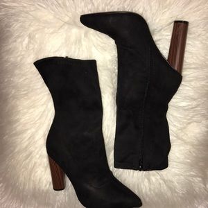 NWT black faux suede ankle boots